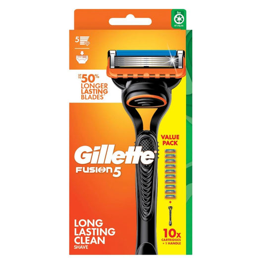 Gillette Fusion5 Razor Handle with 10 Blade Cartridges Value Pack
