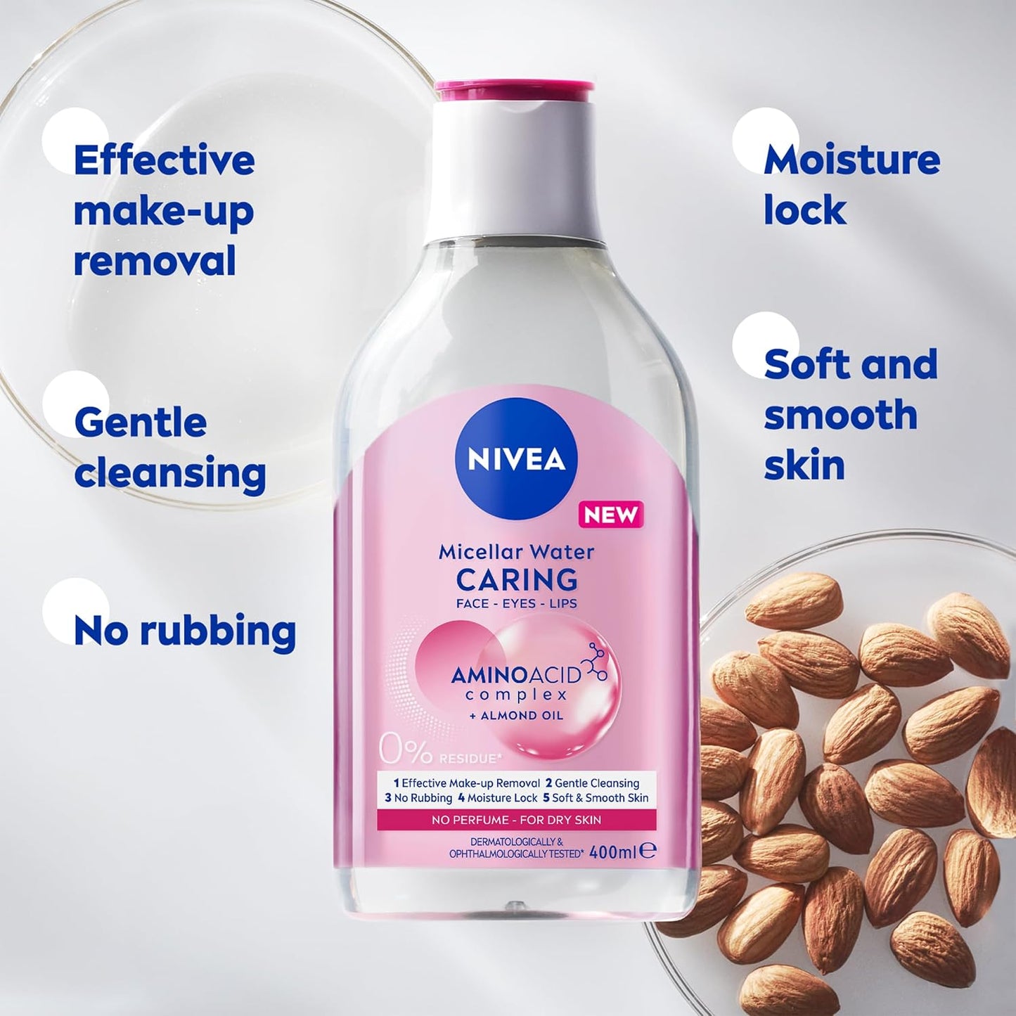 NIVEA Micellar Water Caring 400ml | Gentle Face Cleanser & Makeup Remover for Dry & Sensitive Skin image 9