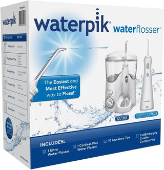 Waterpik Ultra & Cordless Plus Water Flosser Pack with 10 Accessory Tips