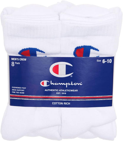 Champion Men's Cushioned Arch Support Crew Socks 8 Pairs image 3