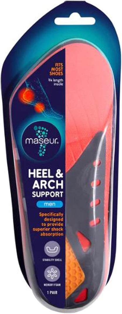 Maseur Footcare Heel & Arch Support Insoles for Men