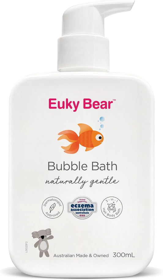 Euky Bear Bubble Bath 300mL – Organic Kakadu Plum, Rosehip Oil, Jojoba Oil, 3-in-1 Hair Body Bath, Dermatologist Approved