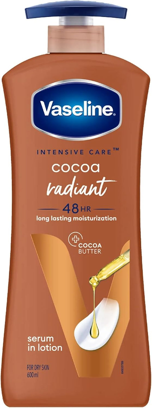 VASELINE 600mL SERUM IN LOTION INTENSIVE CARE COCOA RADIANT 48HR COCOA BUTTER FOR DRY SKIN