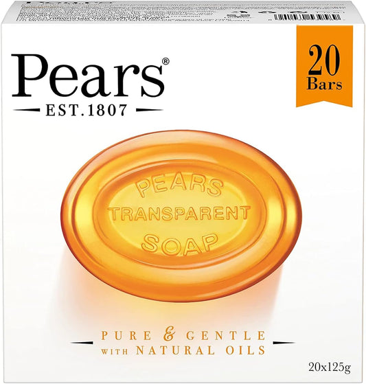 Pears Transparent Soap Bars with Natural Oils – 20 x 125g