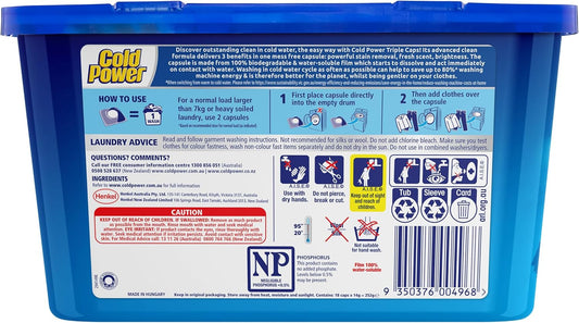 Cold Power 3in1 Triple Capsules Laundry Detergent, 18 Count x 8 image 2