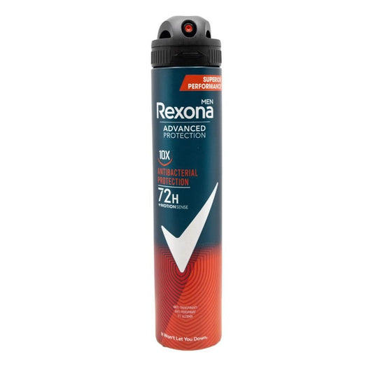 Rexona Men Antiperspirant Deodorant Spray – Advanced Protection Antibacterial + Invisible, 72-Hour MotionSense Technology, 200ml