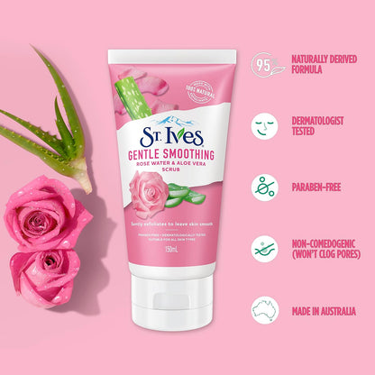 St Ives Gentle Smoothing Face Scrub Rose Water & Aloe Vera 150 mL image 3