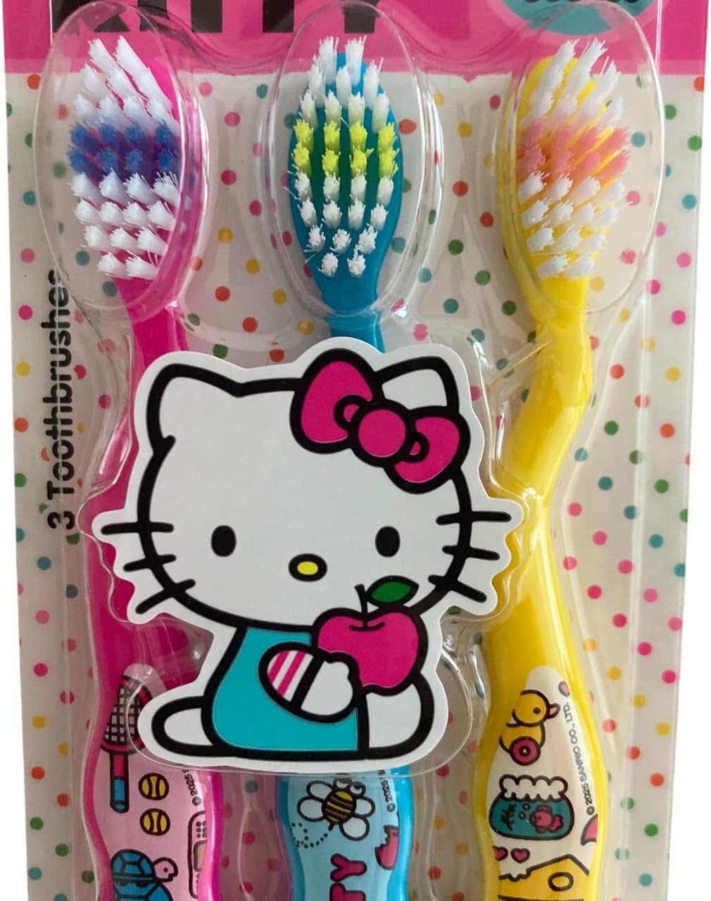 Wisdom Hello Kitty Kids Toothbrush – Soft Bristles, Official Licensed Design, 3 Pack image 3