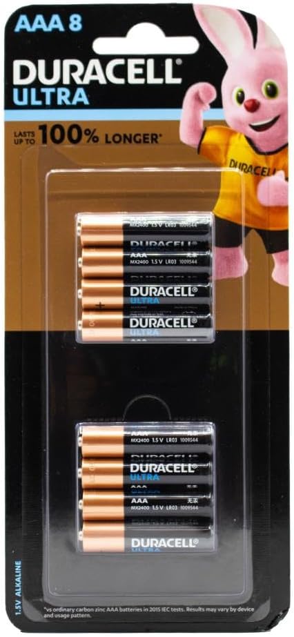 Duracell Ultra AAA Alkaline Batteries, 1.5V, Pack of 8