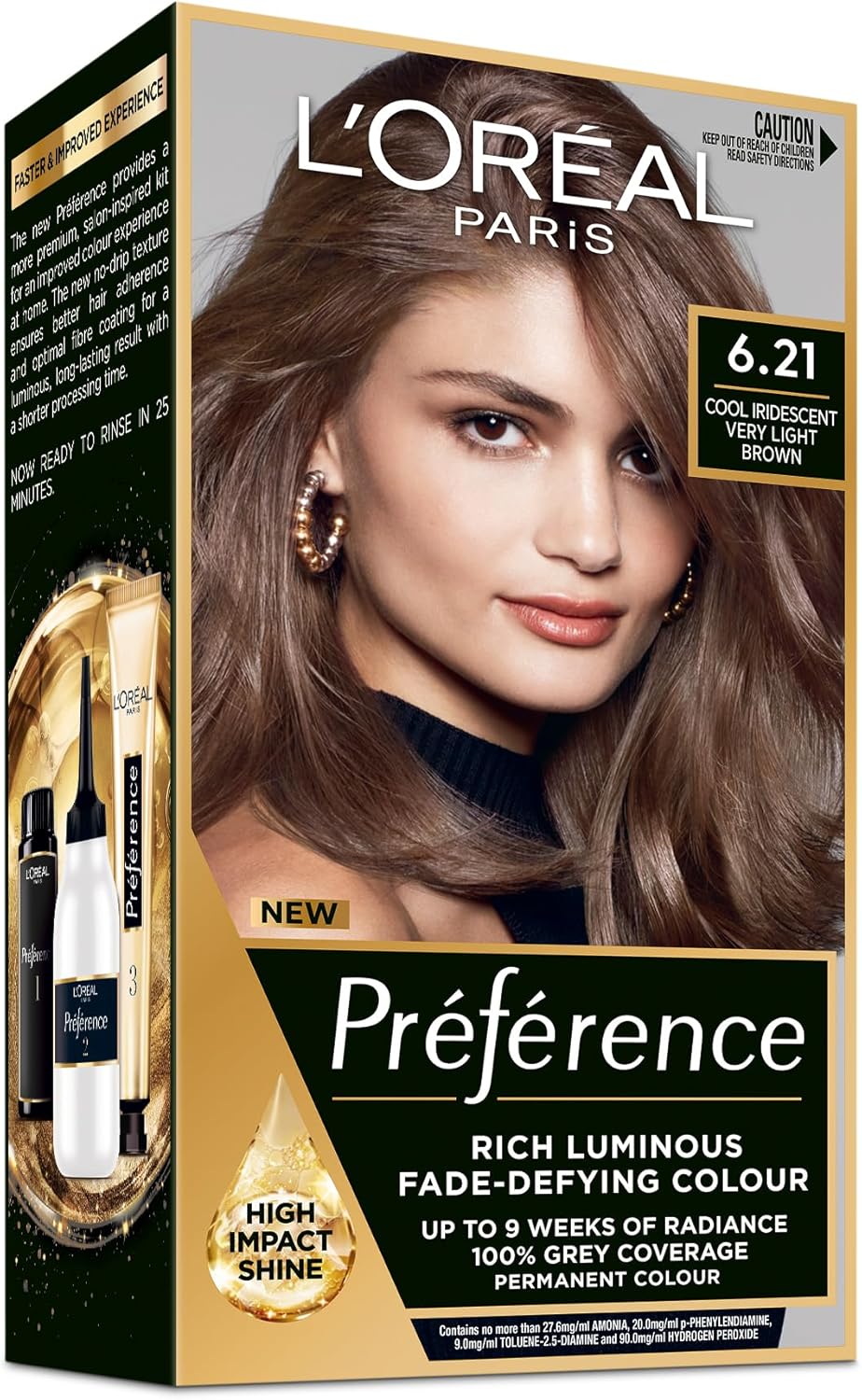 L'Oréal Paris Préférence Permanent Hair Colour 6.21 Cool Iridescent Very Light Brown