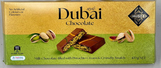 Hugos Dubai Style Chocolate Bar with Pistachio Cream and Knafeh Filling, 470g