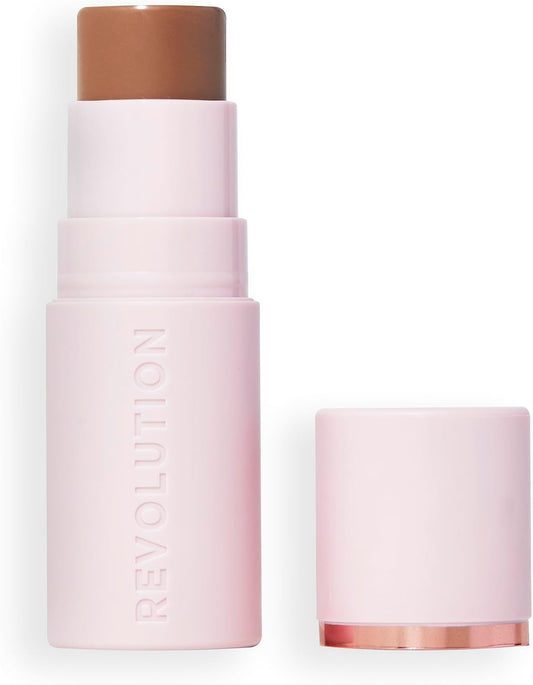 Revolution Skin Silk Bronzer Stick - Restorative Colour for Cheeks, Eyes and Lips - Cream-to-Powder Formula - Vegan & Cruelty-Free - Medium Sunset - 4.5 g