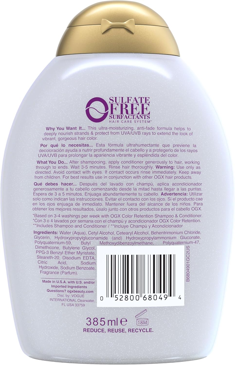 OGX Colour Care Colour Retention Conditioner 385mL image 8