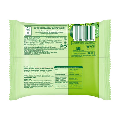 Simple Kind to Skin Facial Cleansing Wipes – 25 Pack image 2