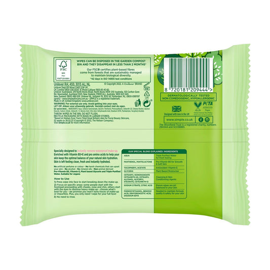 Simple Kind to Skin Facial Cleansing Wipes – 25 Pack image 2
