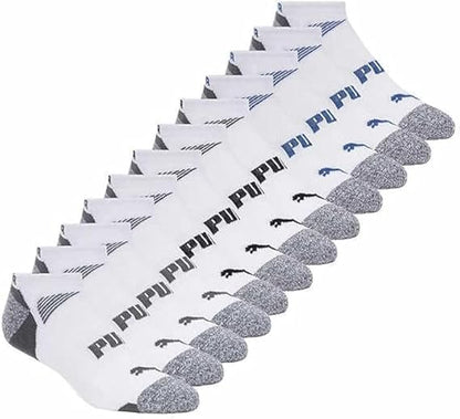 Puma Men's No Show Socks, Grey and White, Polyester Cotton Blend, Size 13-15, 12 Pairs image 2