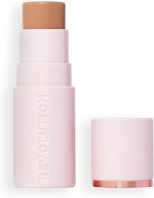 Revolution, Skin Silk Bronzer Stick, Buildable Colour for Cheek, Eye, & Lip, Cream-to-Powder Formula, Vegan & Cruelty-Free, Fair Sand, 4.5g