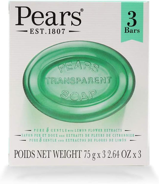 Pears Pure & Gentle Soap Bar with Lemon Flower Extracts – 75g (Pack of 3)