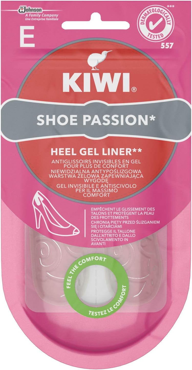 KIWI Shoe Passion Gel Heel Liners – Clear, One Size, 1 Pair