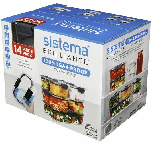 Sistema Brilliance Leakproof Food Storage Container Lunchbox 14pc