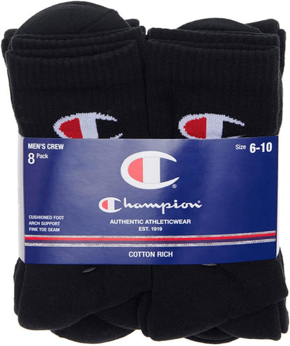 Champion Men's Cushioned Arch Support Crew Socks 8 Pairs image 6