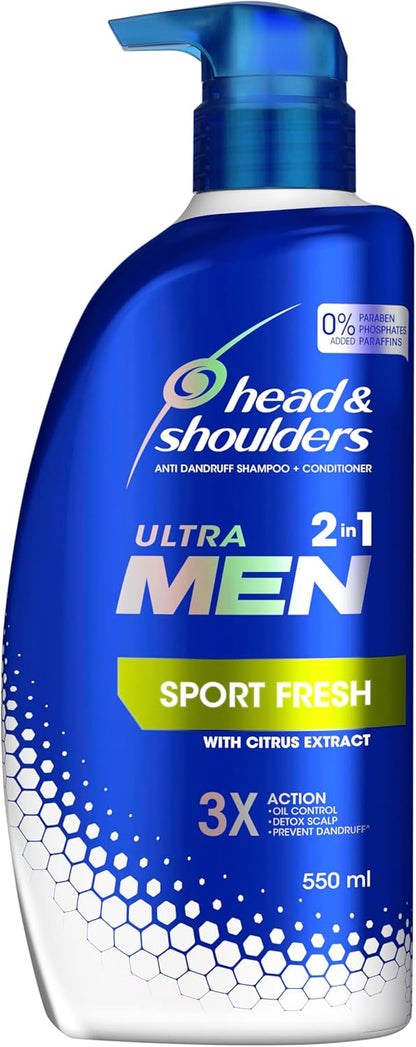 Head & Shoulders Ultra Men 2-in-1 Sport Fresh Shampoo & Conditioner 550ml