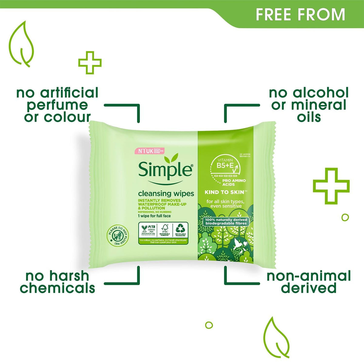 Simple Kind to Skin Facial Cleansing Wipes – 25 Pack image 4