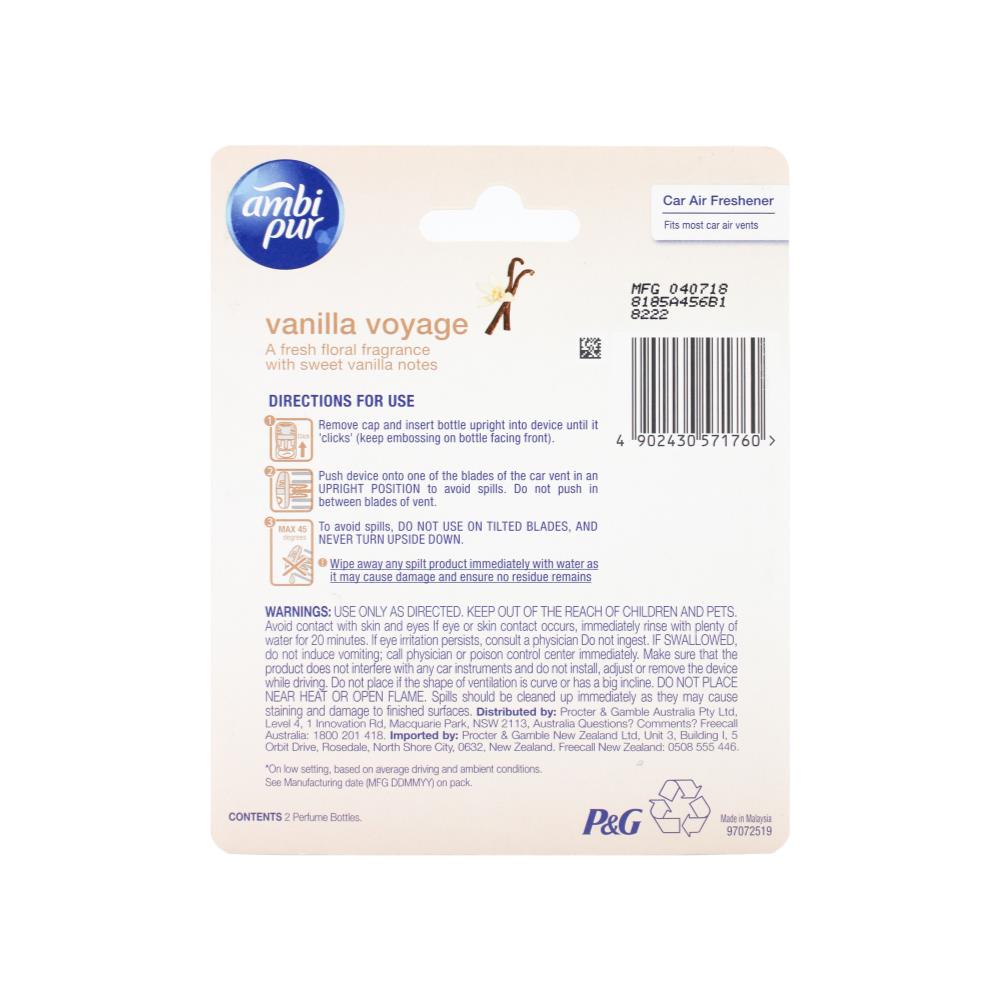 Ambi Pur Vanilla Voyage Car Air Freshener Refill 2 x 7.5ml image 4