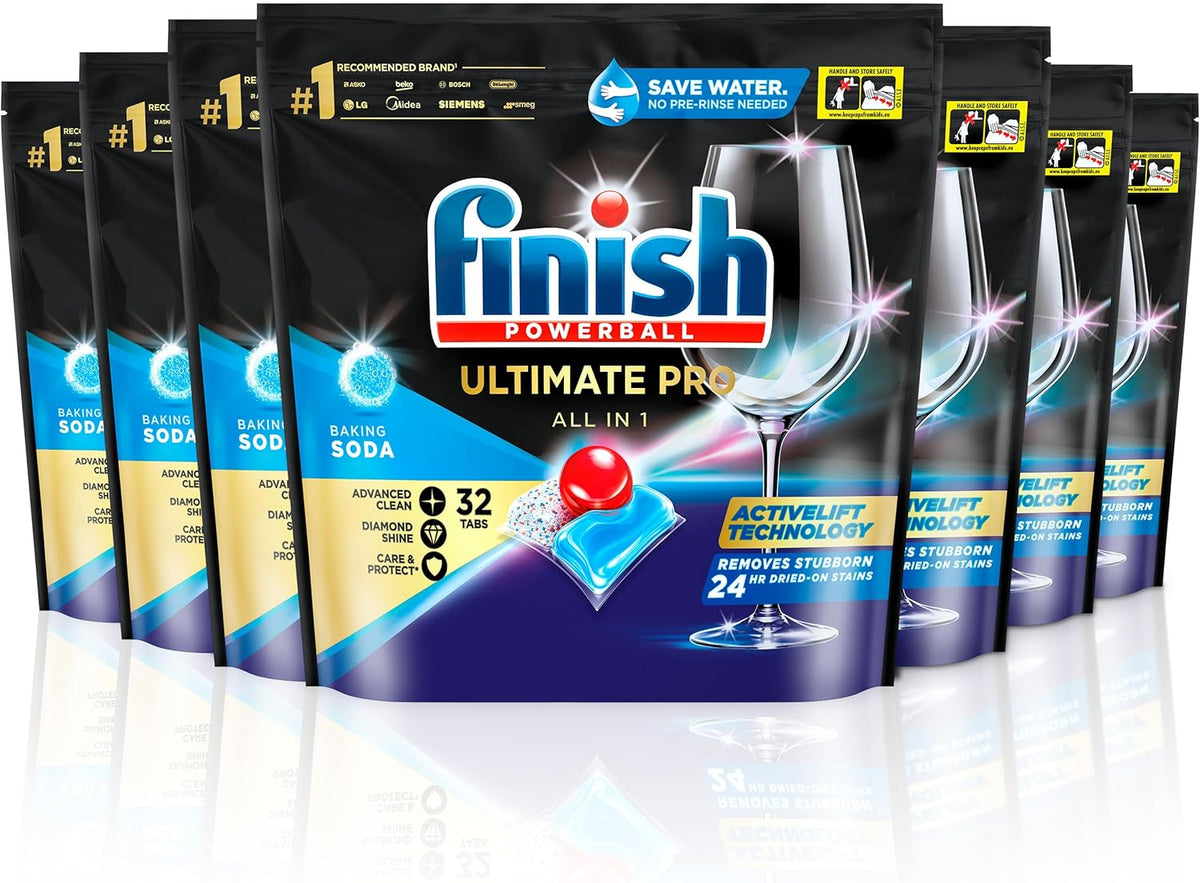 Finish Ultimate Pro Dishwash Tablets, Baking Soda, 32 Tablets