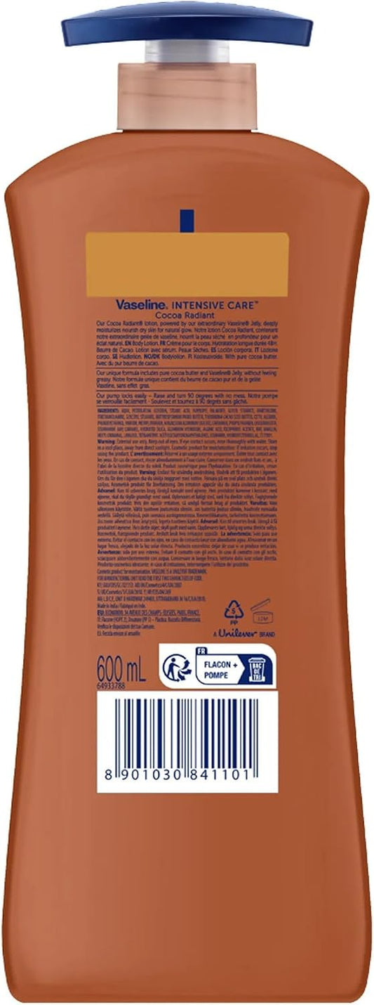 VASELINE 600mL SERUM IN LOTION INTENSIVE CARE COCOA RADIANT 48HR COCOA BUTTER FOR DRY SKIN image 2