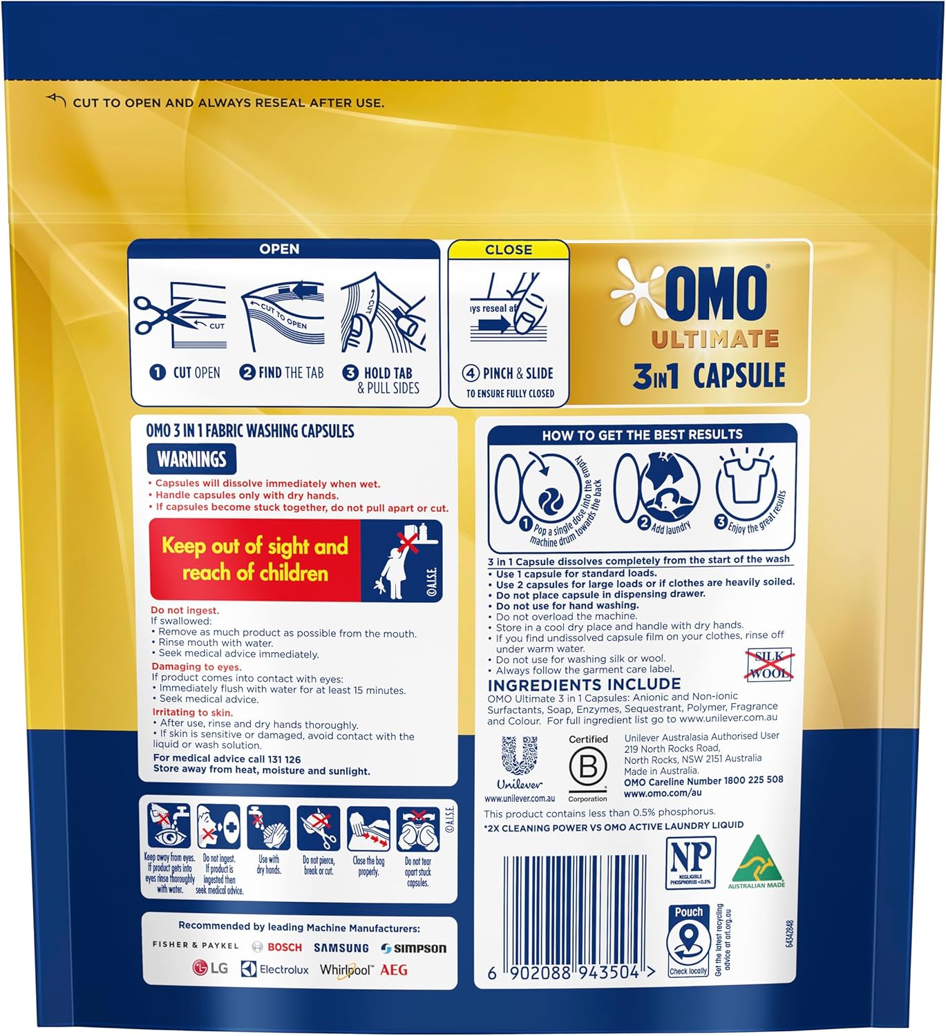 OMO Ultimate 3 in 1 Laundry Capsules 17 Pack image 3