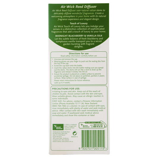 AIR WICK REED DIFFUSER ESSENTIAL OILS MIDNIGHT BLACKBERRY AND VANILLA SILK 50mL image 2