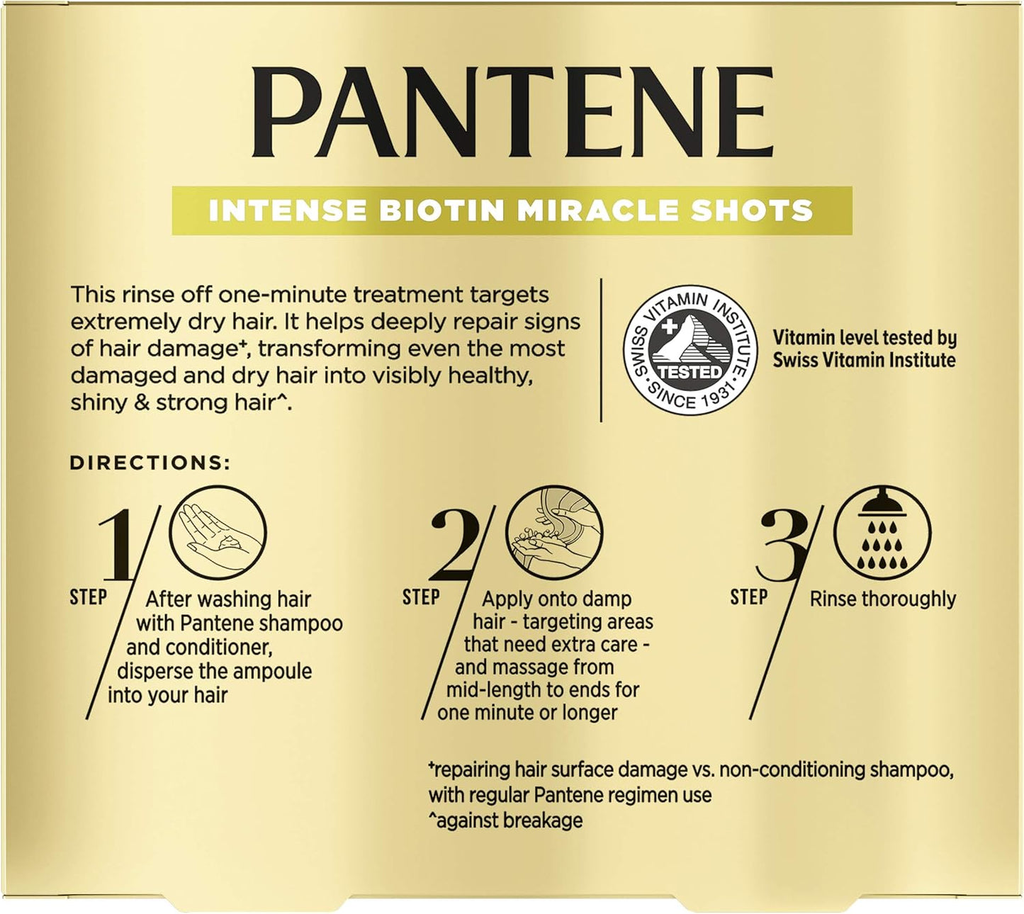 Pantene Intense Miracle Hair Treatment Hydrating Shots with Biotin for Dry Hair Repair (3 x 15ml) image 2