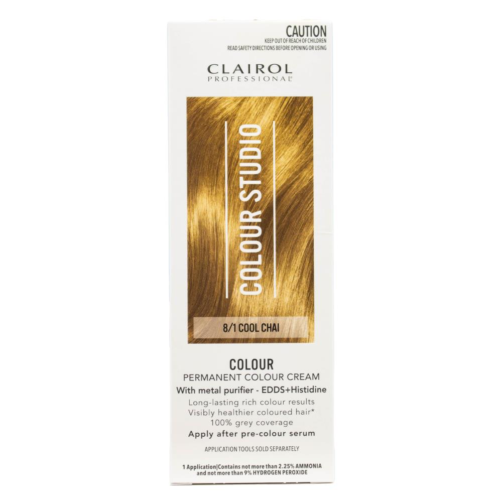 CLAIROL PROFESSIONAL PERMANENT COLOUR CREAM COLOUR STUDIO 8/1 COOL CHAI image 2
