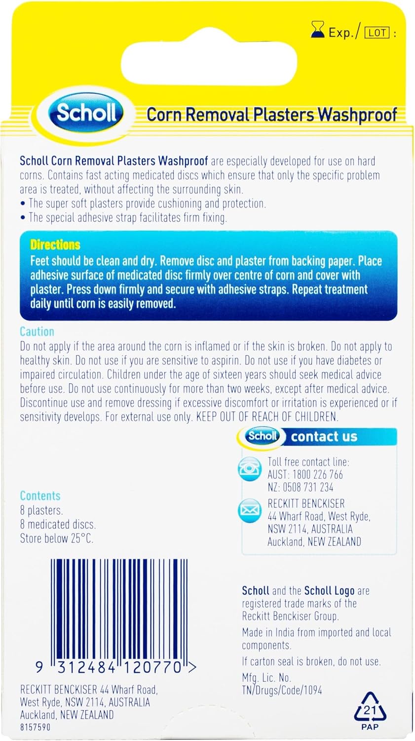 Scholl Waterproof Corn Removal Plasters with Medicated Discs for Fast Corn Treatment & Pain Relief image 2