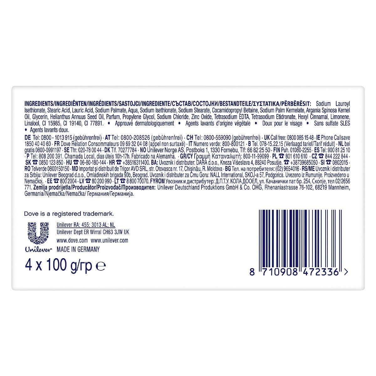 DOVE BEAUTY CREAM BAR NOURISHING MOROCCAN ARGAN OIL 90g x 4 Pack image 3