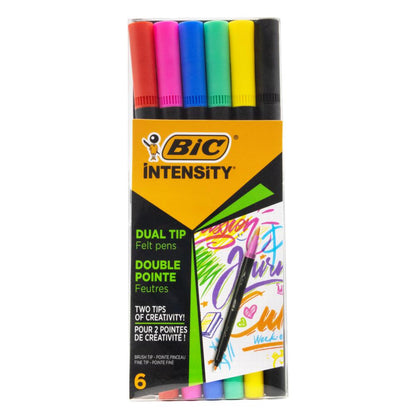 BIC Intensity Dual Tip Felt Tip Pens and Brush Art Markers for Colouring, Drawing and Calligraphy - Assorted Colours, Pack of 6 image 3