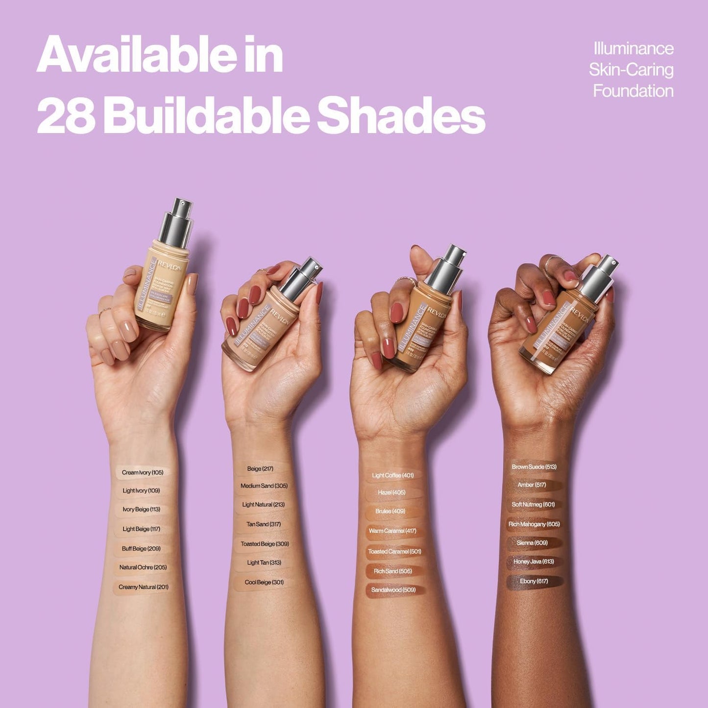 Revlon Illuminance™ Skin-Caring Foundation Medium Sand (305) – Radiant Finish, Medium Buildable Coverage, Hydrating with Hyaluronic Acid & 5% Squalane image 4