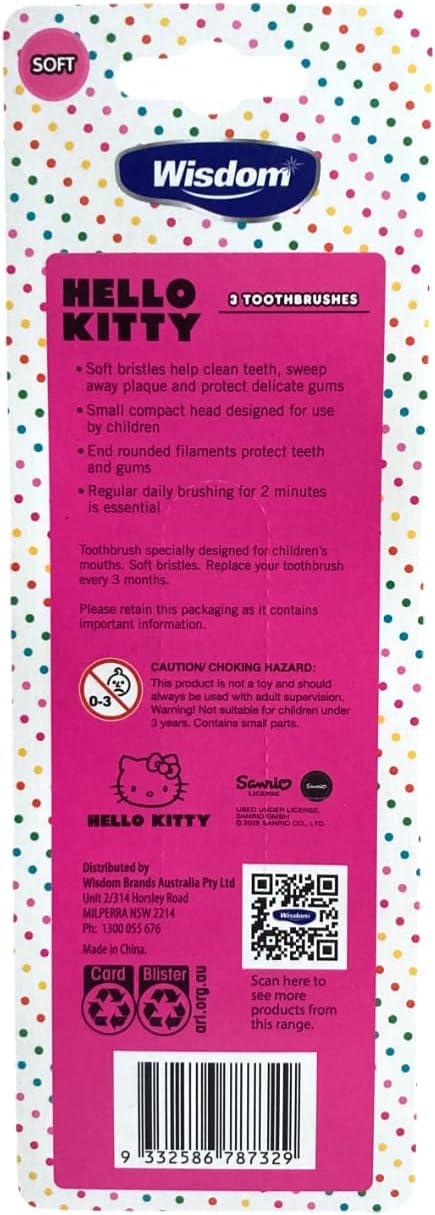Wisdom Hello Kitty Kids Toothbrush – Soft Bristles, Official Licensed Design, 3 Pack image 5