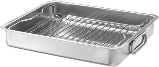 IKEA KONCIS Stainless Steel Roasting Pan with Grill Rack, 40x32 cm