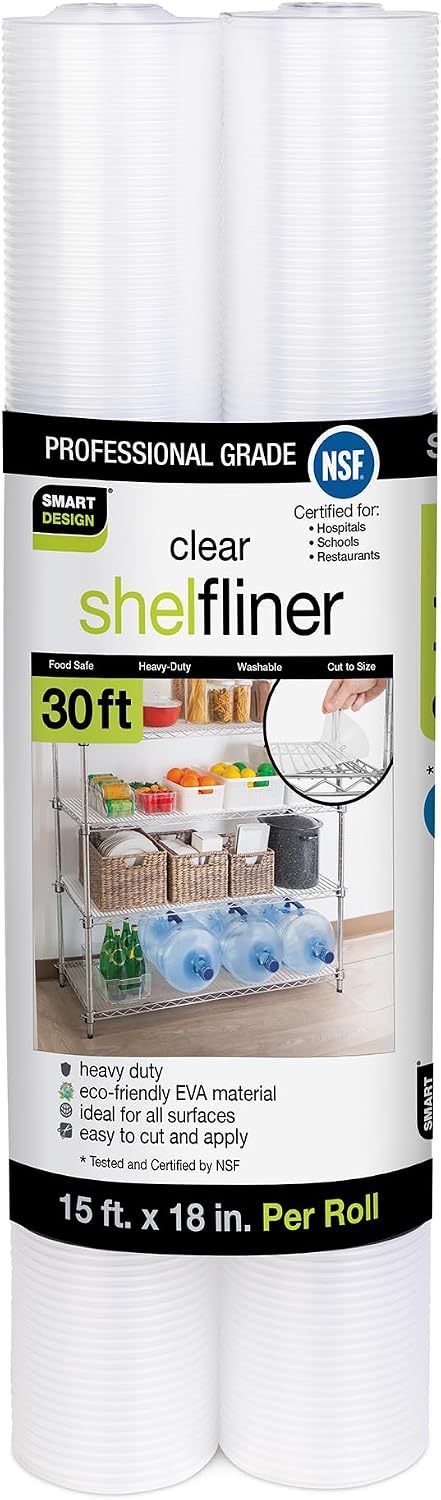 Smart Design Wire Shelf Liner Ribbed Grip - 18" x 30' (Set of 2 Rolls)