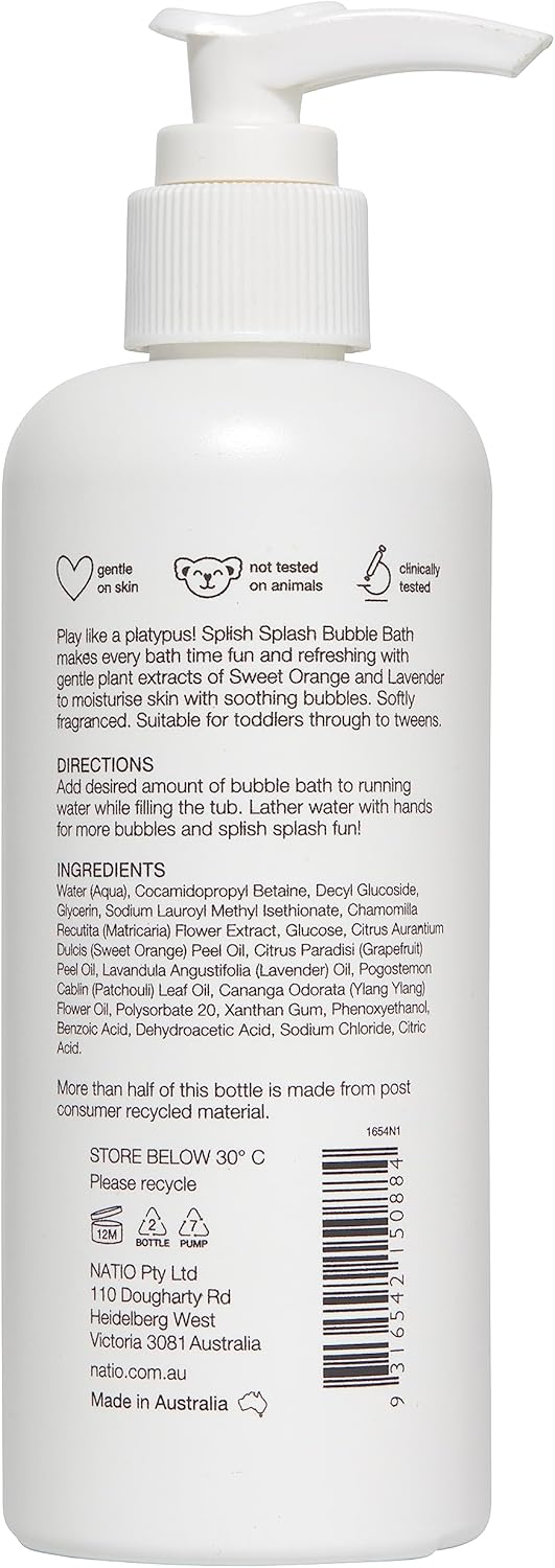 Natio Kids Splish Splash Bubble Bath 250ml – Gentle, Dermatologically Tested Formula for Toddlers to Tweens image 3