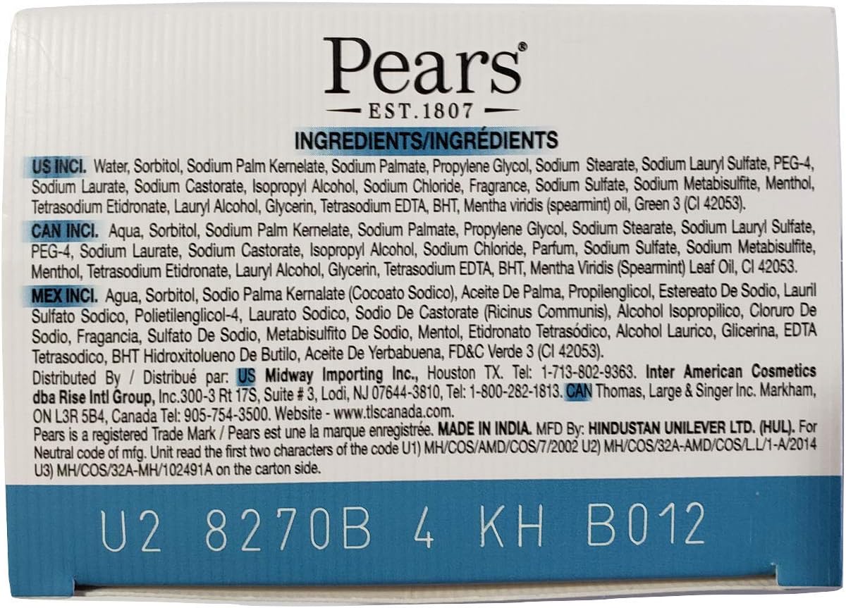 Pears Pure & Gentle Soap Bar with Mint Extracts 75g (Pack of 3) image 2